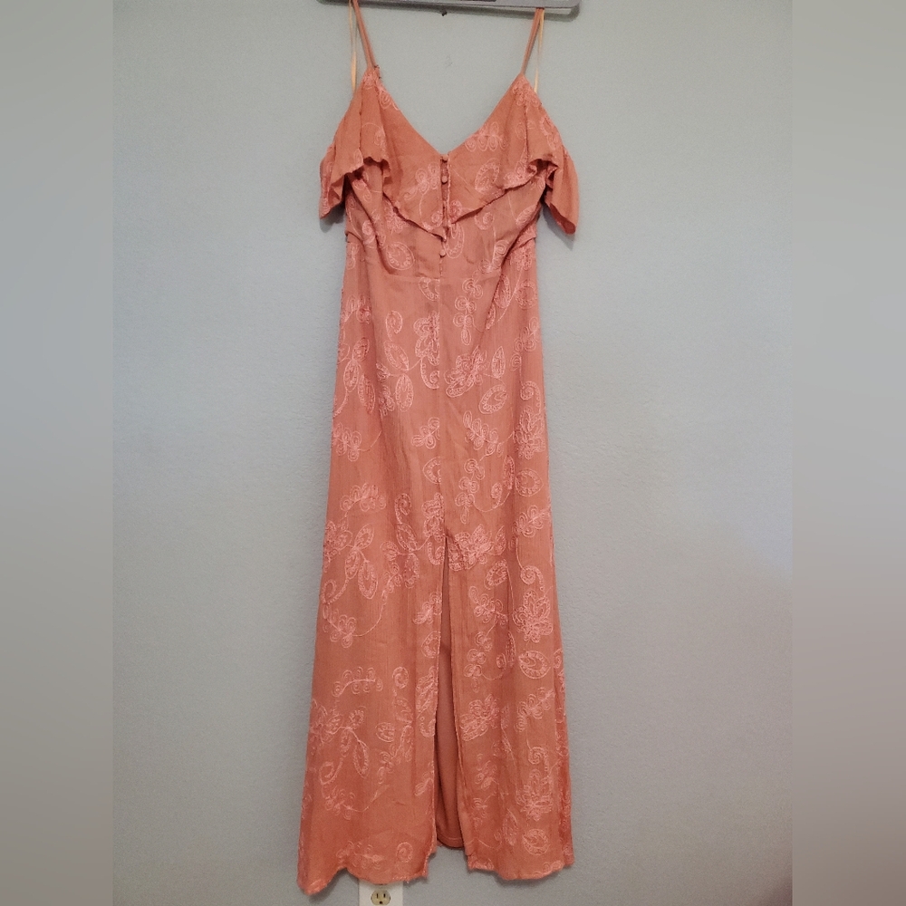 SAGE Elegant Peach Off-Shoulder Dress